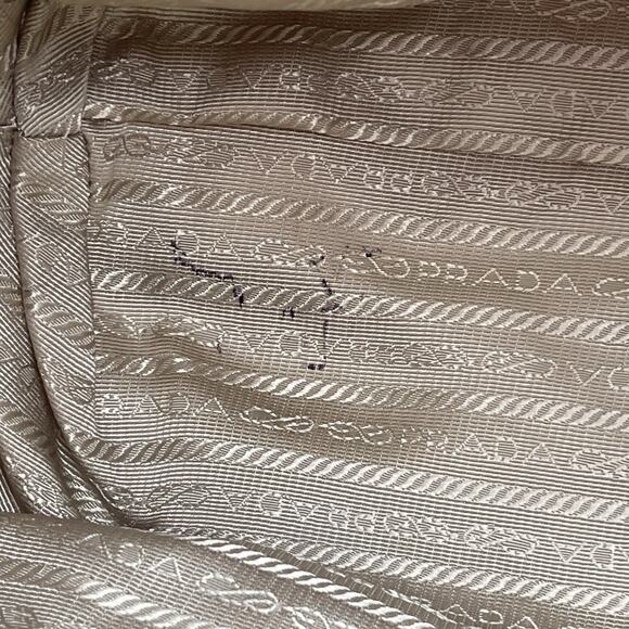 Prada Tessuto Hobo Shoulder Bag Embossed Logo White Leather - Picture 12 of 16